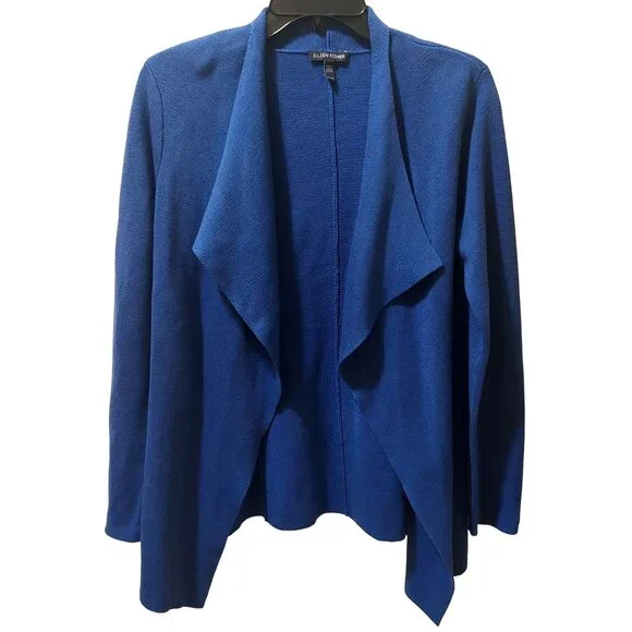 Eileen Fisher Womens Purple Open Front Cardigan XS - Silk & Organic Cotton Blend - Picture 3 of 8